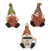 Resin Sitting Gnome Figures (Set of 3)