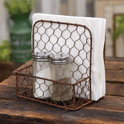 Rusty Metal Chicken Wire Napkin Holder