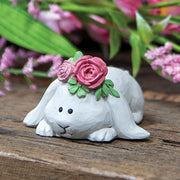 Resin Floppy Ear Spring Bunny with Flowers