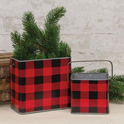 Nesting Metal Buffalo Check Buckets  (Set of 2)