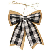 Black & White Buffalo Check & Burlap Bow