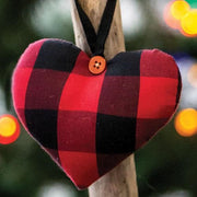Red & Black Buffalo Check Heart Ornament