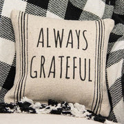 Always Grateful Striped Natural Pillow