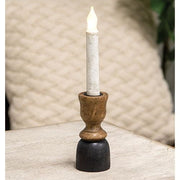 Black & Natural Wood Taper Candle Holder - 5.25"