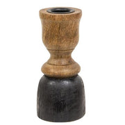 Black & Natural Wood Taper Candle Holder - 5.25"