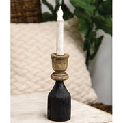 Black & Natural Wood Taper Candle Holder - 8.25"