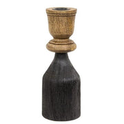 Black & Natural Wood Taper Candle Holder - 8.25"