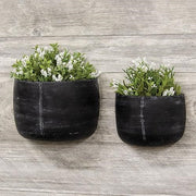 Distressed Black Metal Wall Bucket (Set of 2)