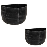 Distressed Black Metal Wall Bucket (Set of 2)