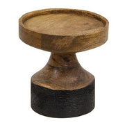 Black & Wood Pillar Candle Holder - 4.25"