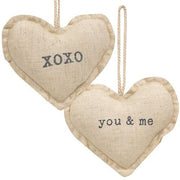 You & Me Fabric Heart Ornament  (2 Count Assortment)