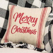 Merry Christmas Red Striped Pillow