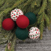 Christmas Red & Green Rag Balls (Set of 6)