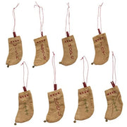Primitive Cotton Stocking Ornaments (Set of 8)