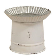 Shabby Chic White Metal Bucket Candle Pan - Medium