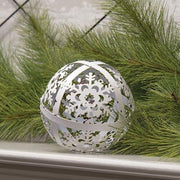 White Distressed Metal Snowflake Sphere - 5"