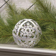 White Distressed Metal Snowflake Sphere - 4"