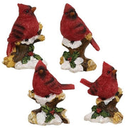 Resin Cardinal on Branch Figurine  (4 Count Assortment)