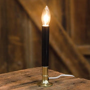 Black Electric Candle Lamp on Brass Base - Black - 7"