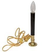 Black Electric Candle Lamp on Brass Base - Black - 7"