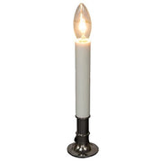 White Electric Candle Lamp on Pewter Base - 7"