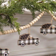 Wooden Black Buffalo Check Truck Beaded Garland