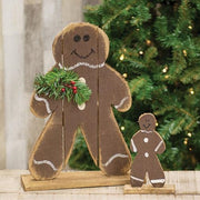 Rustic Wood Baby Gingerbread Man on Base