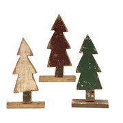 Rustic Wood Christmas Tree on Base - 9" (3 Count Assortment)