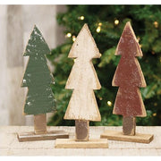 Rustic Wood Christmas Tree on Base - 11" (3 Count Assortment)