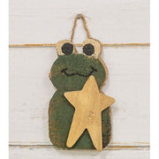 Rustic Wood Froggy with Star Ornament