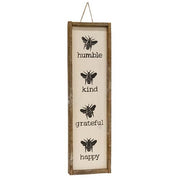 Bee Humble - Kind - Grateful - Happy Vertical Framed Sign