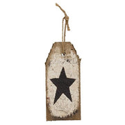 Rustic Wood White Tag with Black Star