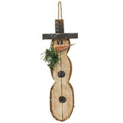 Rustic Wood Top Hat Snowman Hanger with Greenery