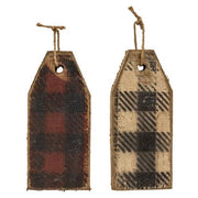 Rustic Wood Small Buffalo Check Tag  (2 Count Assortment)