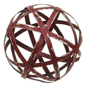 Distressed Red Metal Band Sphere - 6"