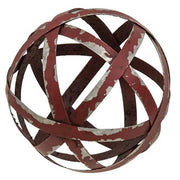 Distressed Red Metal Band Sphere - 4"