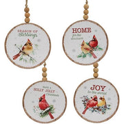 Wooden Beaded Cardinal Sayings Ornaments (Set of 4)