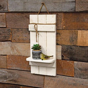 Rustic White Wood Slat Shelf with Jute Hanger