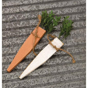 White or Orange Large Rustic Wood Carrot  (2 Count Assortment)