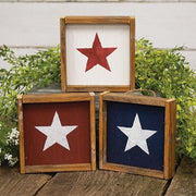 Rustic Wood Framed Hanging Star Block  (3 Count Assortment)