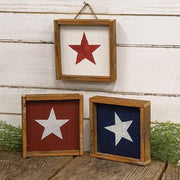 Rustic Wood Framed Hanging Star Block  (3 Count Assortment)