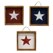 Rustic Wood Framed Hanging Star Block  (3 Count Assortment)