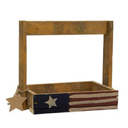 Rustic Wood Mini Primitive Flag Tote with Star Tag