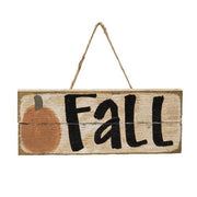 Rustic Wood "Fall" with Pumpkin Sign with Jute Hanger