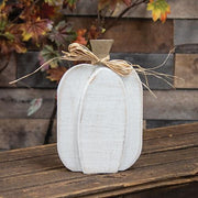Rustic White Layered Wood Pumpkin Sitter - Medium