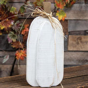 Rustic White Layered Wood Pumpkin Sitter - Large
