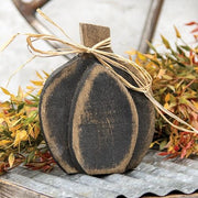 Rustic Black Layered Wood Pumpkin Sitter - Small