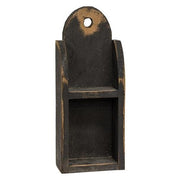 Distressed Rustic Black Wood Skinny Pocket Shelf