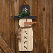 Hanging Lath "Snow" Man with Top Hat & Scarf