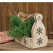 Rustic Wood Snowflake Snowman Tote